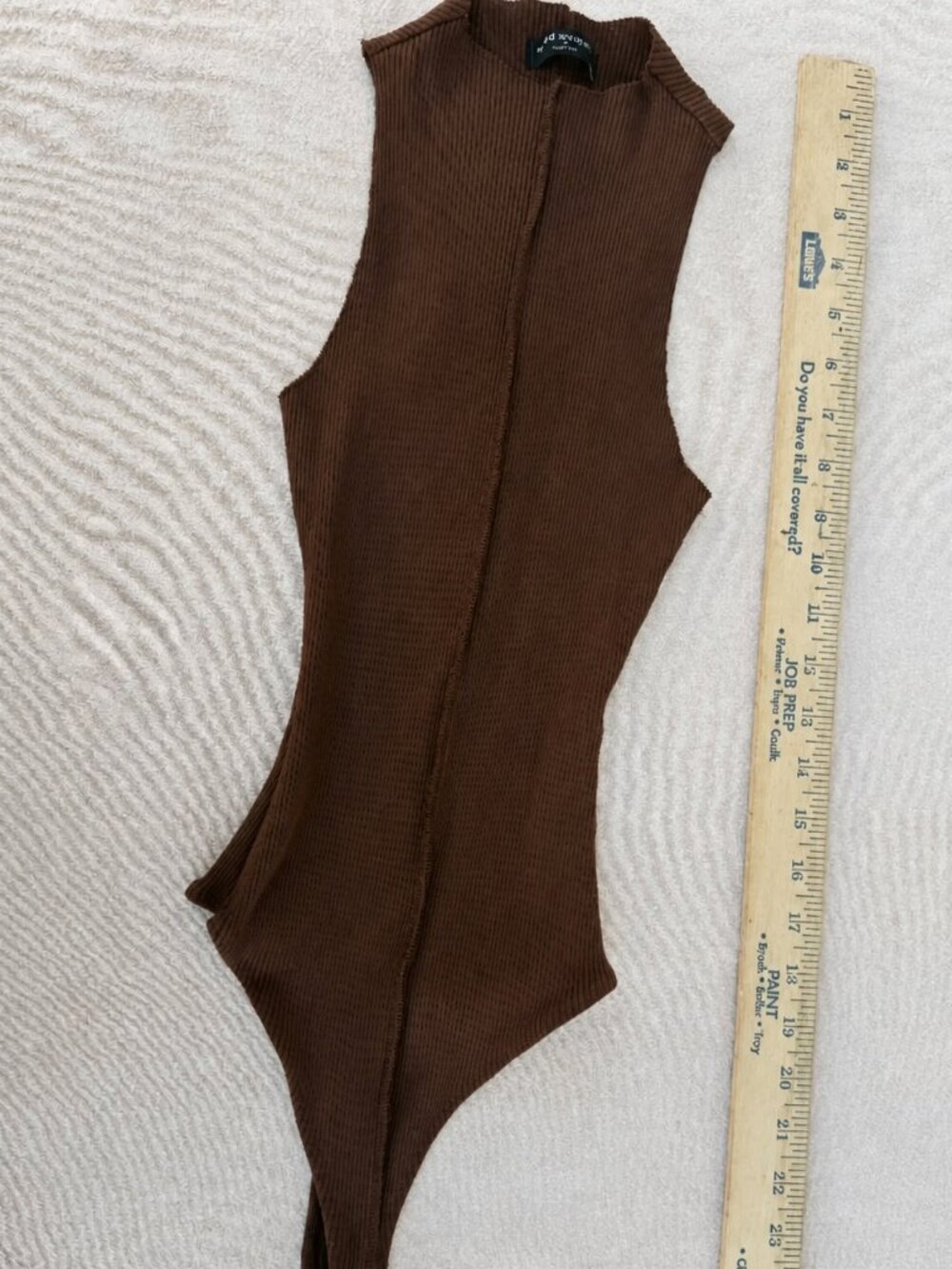 Naked Wardrobe Brown Ribbed Bodysuit - Size M